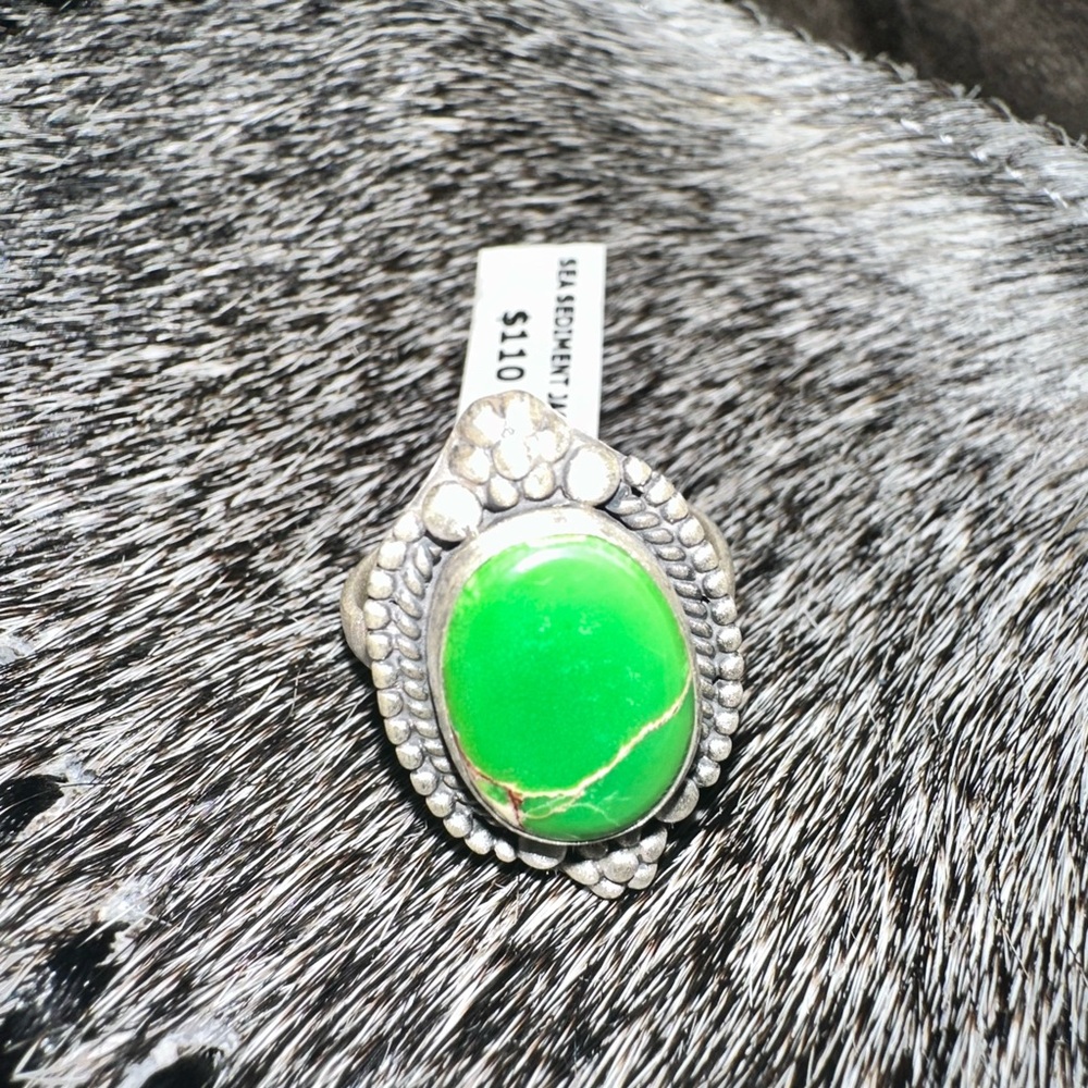Gorgeous Sea Jasper Sterling adjustable Ring